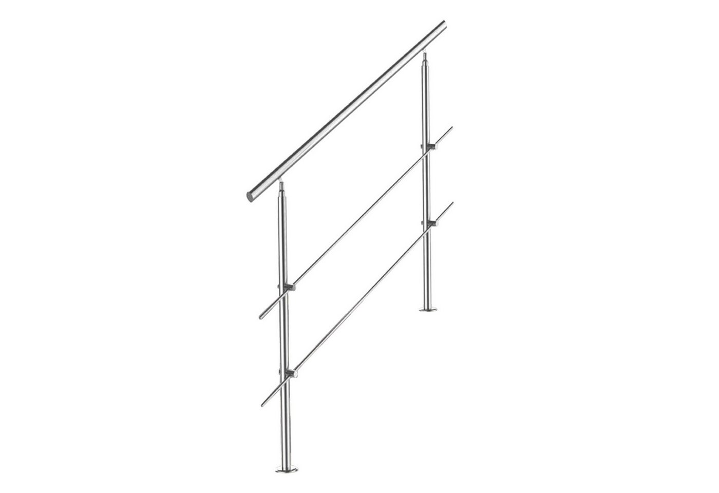 Clanmacy Treppengeländer Geländer Edelstahl Handlauf 80-160cm 0-5 Querstreben Innen&Außen, 160 cm Länge, mit 2 Pfosten, für Balkon Garten von Clanmacy