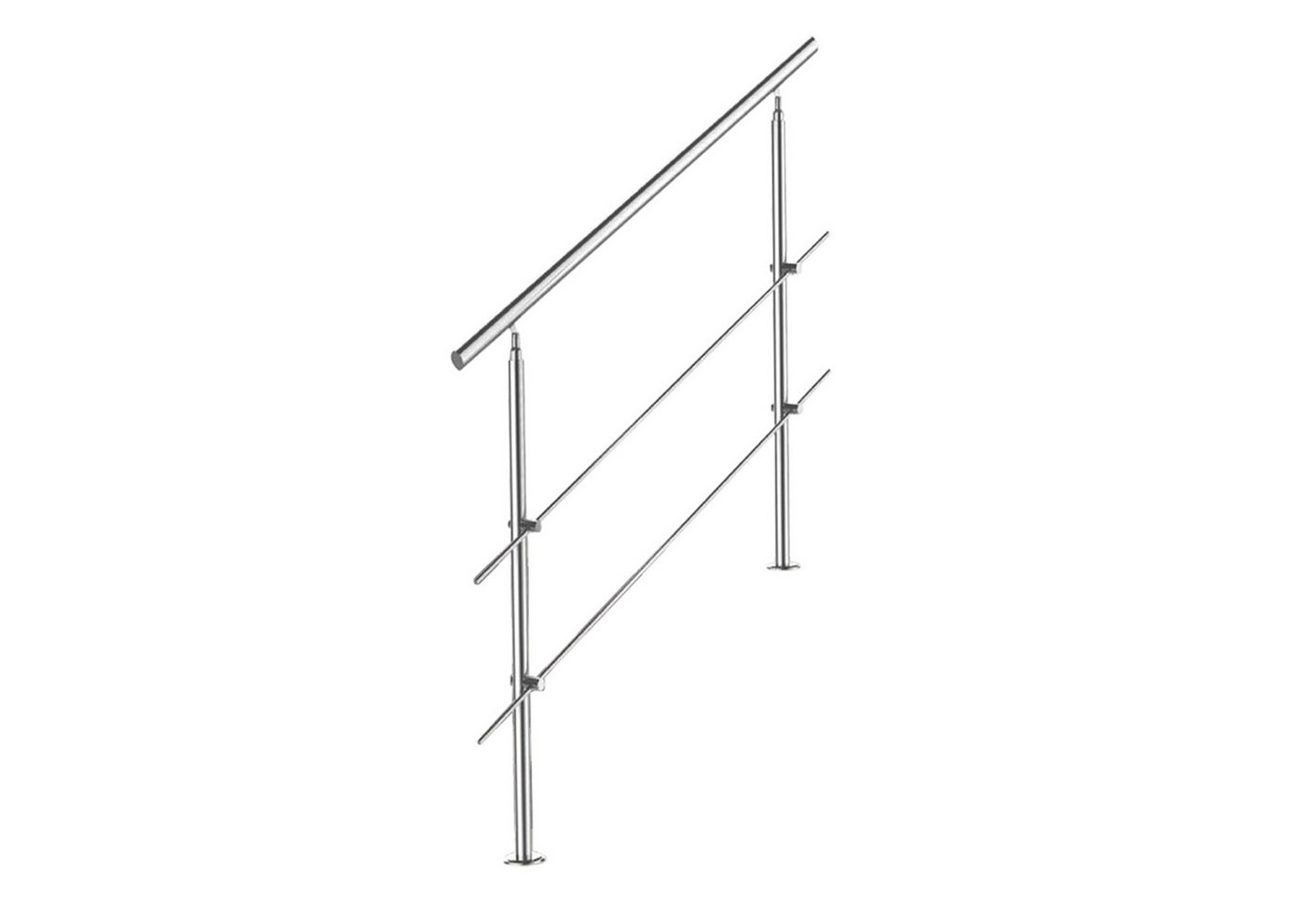 Clanmacy Treppengeländer Geländer Edelstahl Handlauf 80-160cm Außentreppe 0-5 Querstreben Bodentreppe Pflegeleicht Innen und Außen Brüstung Balkon, 100 cm Länge, mit 2 Pfosten, für Balkon Garten von Clanmacy