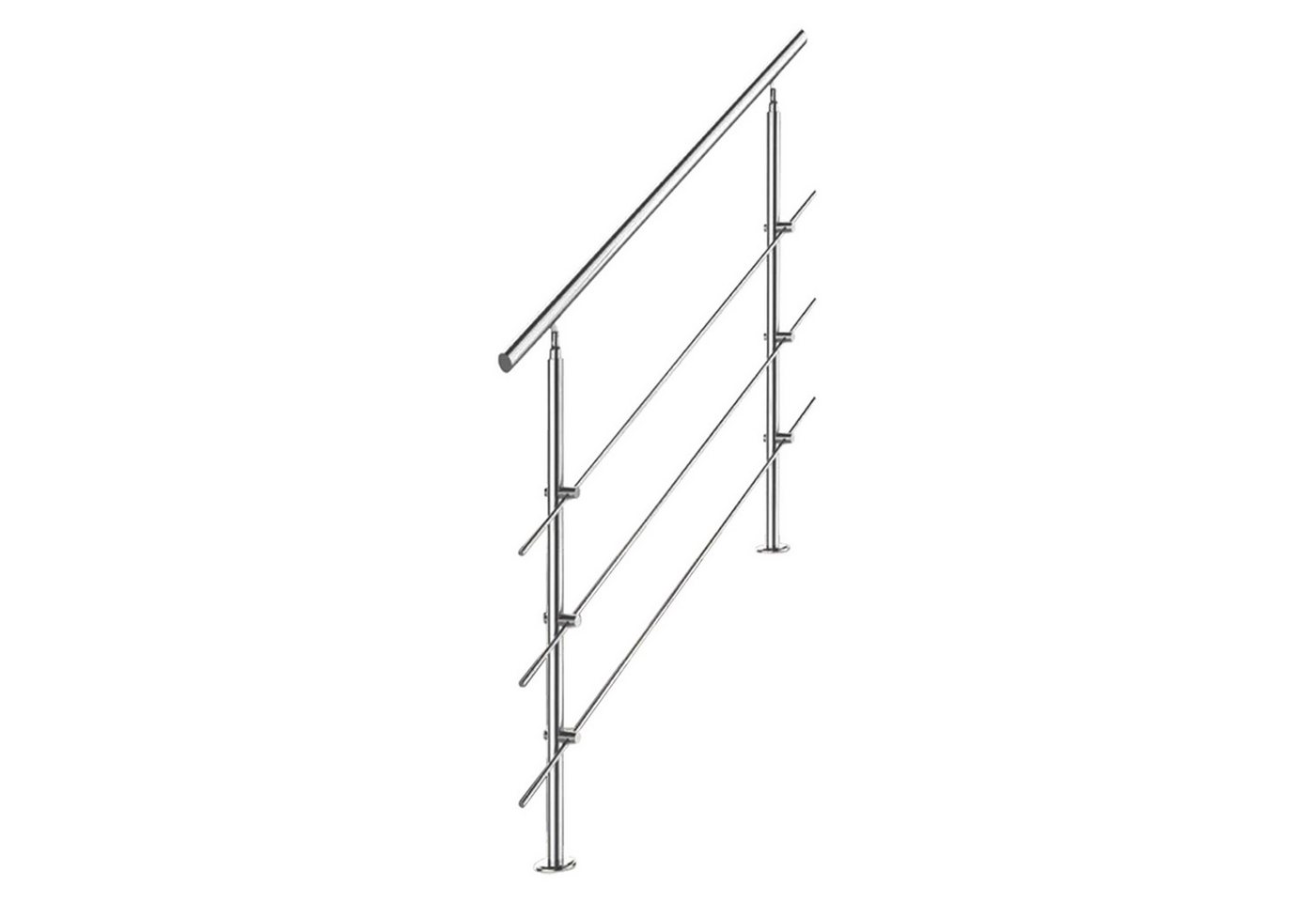 Clanmacy Treppengeländer Geländer Edelstahl Handlauf 80-160cm Außentreppe 0-5 Querstreben Bodentreppe Pflegeleicht Innen und Außen Brüstung Balkon, 80 cm Länge, mit 3 Pfosten, für Balkon Garten von Clanmacy