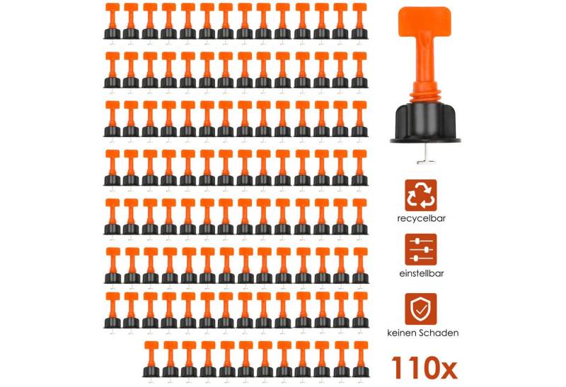 Clanmacy Verlegeset Fliesen Nivelliersystem Kit, 55 Stk / 110 Stk, wiederverwendbare, (110-tlg), Fliesenausgleichssystem von Clanmacy