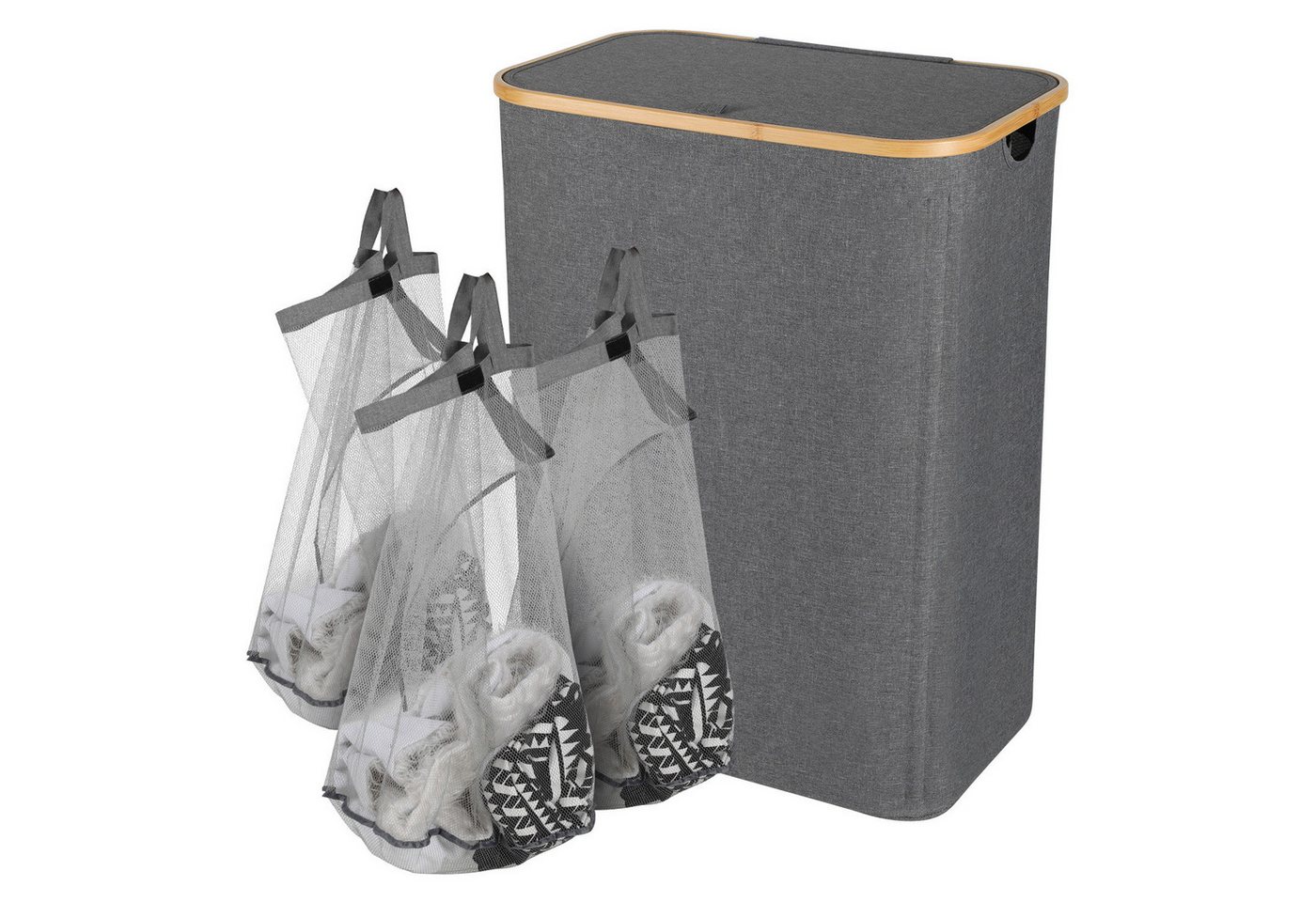 Clanmacy Wäschekorb Wäschekorb mit Deckel, herausnehmbarer Wäschesack, Wäschesortiererl von Clanmacy