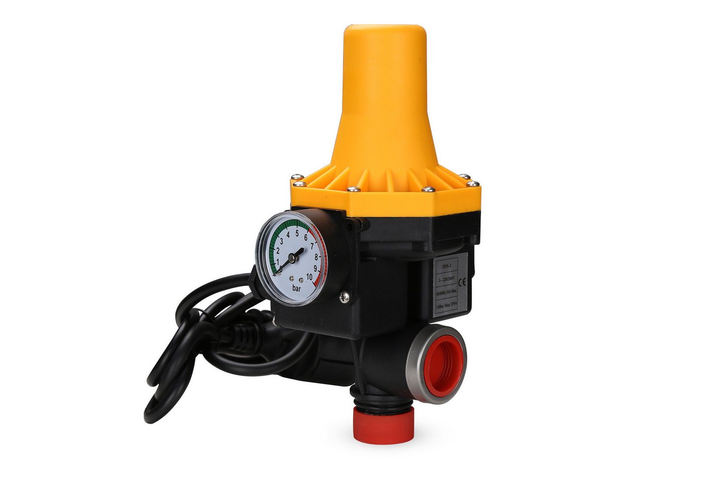 Clanmacy Wasserpumpe Pumpensteuerung Druckschalter mit Kabel Automatik Hauswasserwerk mit Baranzeige mit Manometer Druckwächter DPS-2, 9000L/Min von Clanmacy