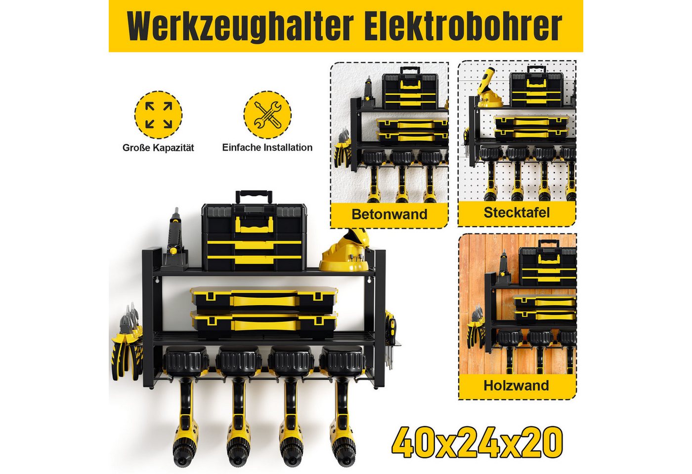 Clanmacy Werkzeughalter Werkzeughalter Power Tool Organizer Wandhalterung Garage Werkzeug Clanmacy Werkzeughalter Werkzeughalter Power Tool Organizer Wandhalterung Garage Werkzeug von Clanmacy