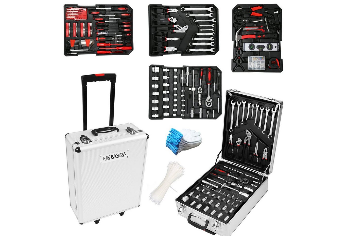 Clanmacy Werkzeugkoffer Werkzeugset, 1031 teilig Werkzeugkoffer Werkzeugkasten (1031 St) von Clanmacy