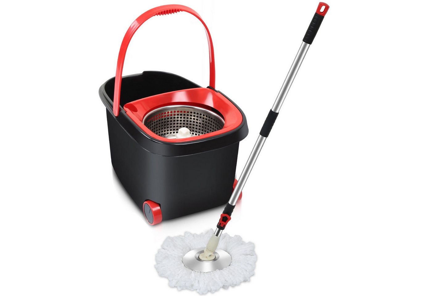 Clanmacy Wischmopp Bodenwischer Komplett Set Turbo Wischmop Spin Mit 3 Mikrofasermatte von Clanmacy