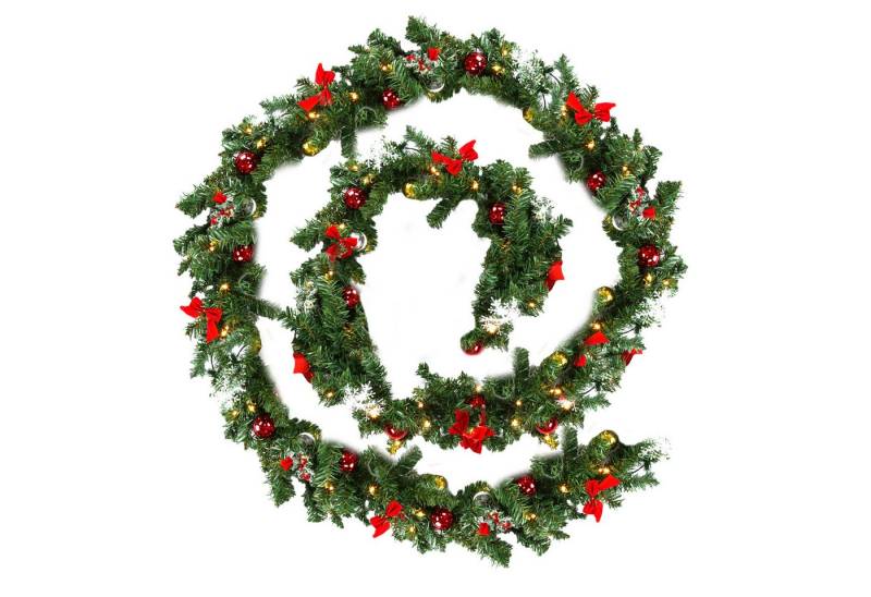 Kunstgirlande Weihnachtsgirlande 5m Tannengirlande künstlich mit LED Lichterkette, Clanmacy von Clanmacy
