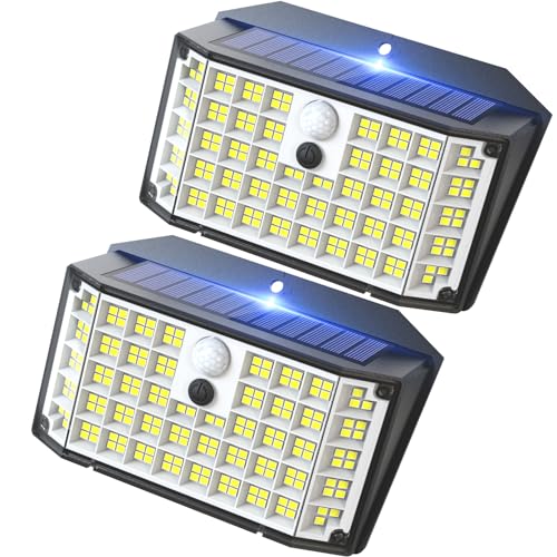 Claoner 176 LED 2 Stück Solarlampen für Außen mit Bewegungsmelder, 3 Modi Solarleuchten für Außen 270° Weitwinkel IP65 Wasserdichte Solar Aussenleuchte von Claoner