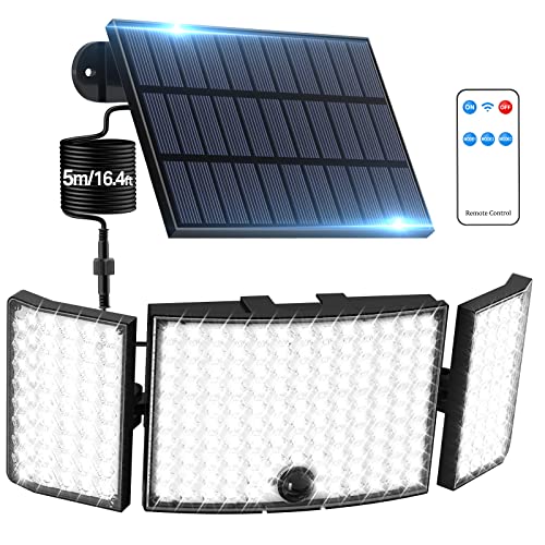 Claoner Ubergroß 234 LED Solarlampen für Außen mit 3 Leuchttafeln, 270°+ Superhelle Solarleuchte Aussen mit Bewegungsmelder, 3 Modi Solar Wandleuchte IP65 Wasserdichte mit 5m Kabel und Fernbedienung von Claoner