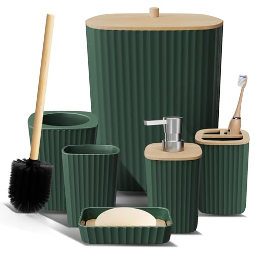 Clara Clark Bad-Set – Hunter Green Badezimmer-Zubehör-Set, 6-teiliges Badezimmer-Zubehör-Set, Badezimmer-Sets mit WC-Bürste, Mülleimer und Seifenspender Clara Clark Bad-Set – Hunter Green Badezimmer-Zubehör-Set, 6-teiliges Badezimmer-Zubehör-Set, Badezimmer-Sets mit WC-Bürste, Mülleimer und Seifenspender von Clara Clark