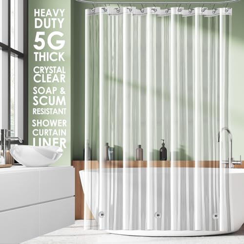 Clara Clark Duschvorhang-Auskleidung, wasserdicht, leicht, mit 3 Magneten, 5G, Premium-PVA, Badezimmer-Duschvorhang (transparent, 180 x 180 cm – 71 x 71 Zoll) von Clara Clark