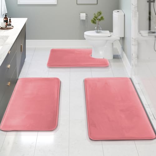 Clara Clark Rutschfester Rückstellschaum Set of 3 - Small/Large/Contour Korallenpink von Clara Clark