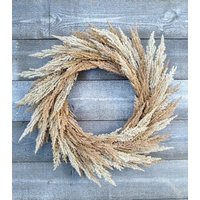 Bunter Pampasgraskranz, Neutraler Boho-Wanddekor, Minimaler Beigefarbener Kranz, Herbstkranz Im Bauernhausstil, Ganzjähriger Graskranz von ClaresCustomStudio