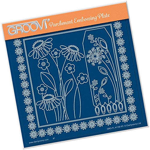 Clarity Stamps Tina's Daisy Frame & Pusteblume A5 quadratischer Groovi-Teller von Clarity Stamps