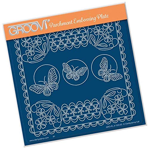 Clarity Stamps Tina's Forget Me Not & Butterflies Floral Delight A5 Quadratische Groovi-Teller von Clarity Stamps