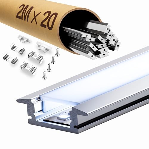 ClarivantiLED 2m LED Profil – Schiene mit Diffusor für homogenes Licht, ideal für LED-Streifen bis 12mm – Hochwertiger Kanal für vielseitige Anwendungen (20 Stück-200CM(SP27)) von ClarivantiLED