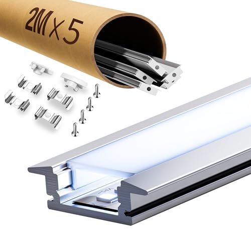 ClarivantiLED 2m LED Profil – Schiene mit Diffusor für homogenes Licht, ideal für LED-Streifen bis 12mm – Hochwertiger Kanal für vielseitige Anwendungen (5 Stück-200CM(SP27)) von ClarivantiLED