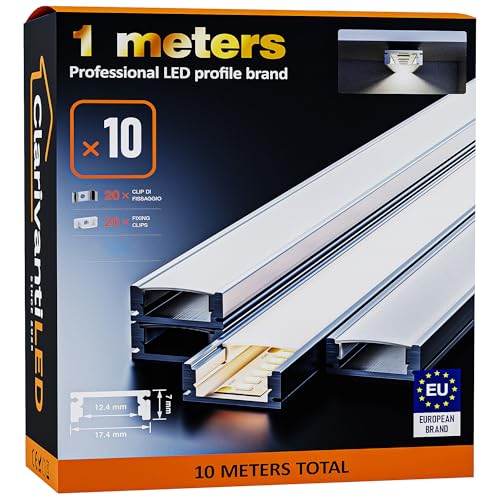 ClarivantiLED LED Profil 1m×10 Aluminium U-Form mit Milchig Weißer Abdeckung Kanal mit Diffusor,Alu Profil LED Streifen Schiene kanalleiste Aluprofil Streifen Profile,lichtkanal led Strip aluschiene ClarivantiLED LED Profil 1m×10 Aluminium U-Form mit Milchig Weißer Abdeckung Kanal mit Diffusor,Alu Profil LED Streifen Schiene kanalleiste Aluprofil Streifen Profile,lichtkanal led Strip aluschiene von ClarivantiLED