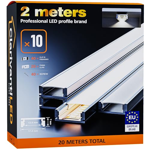 ClarivantiLED LED Profil 2m×10 Aluminium U-Form mit Milchig Weißer Abdeckung Kanal mit Diffusor,Alu Profil LED Streifen Schiene kanalleiste Aluprofil Streifen Profile,lichtkanal led strip aluschiene ClarivantiLED LED Profil 2m×10 Aluminium U-Form mit Milchig Weißer Abdeckung Kanal mit Diffusor,Alu Profil LED Streifen Schiene kanalleiste Aluprofil Streifen Profile,lichtkanal led strip aluschiene von ClarivantiLED