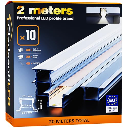 ClarivantiLED LED Profil 2m×10 Aluminium U-Form mit Milchig Weißer Abdeckung Kanal mit Diffusor,Alu Profil LED Streifen Schiene kanalleiste Aluprofil Streifen Profile,lichtkanal led strip aluschiene ClarivantiLED LED Profil 2m×10 Aluminium U-Form mit Milchig Weißer Abdeckung Kanal mit Diffusor,Alu Profil LED Streifen Schiene kanalleiste Aluprofil Streifen Profile,lichtkanal led strip aluschiene von ClarivantiLED