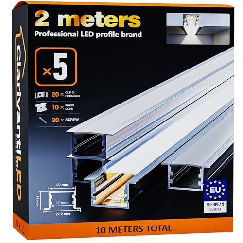 ClarivantiLED LED Profil 2m×5 Aluminium U-Form mit Milchig Weißer Abdeckung Kanal mit Diffusor,Alu Profil LED Streifen Schiene kanalleiste Aluprofil Streifen Profile,lichtkanal led strip aluschiene ClarivantiLED LED Profil 2m×5 Aluminium U-Form mit Milchig Weißer Abdeckung Kanal mit Diffusor,Alu Profil LED Streifen Schiene kanalleiste Aluprofil Streifen Profile,lichtkanal led strip aluschiene von ClarivantiLED