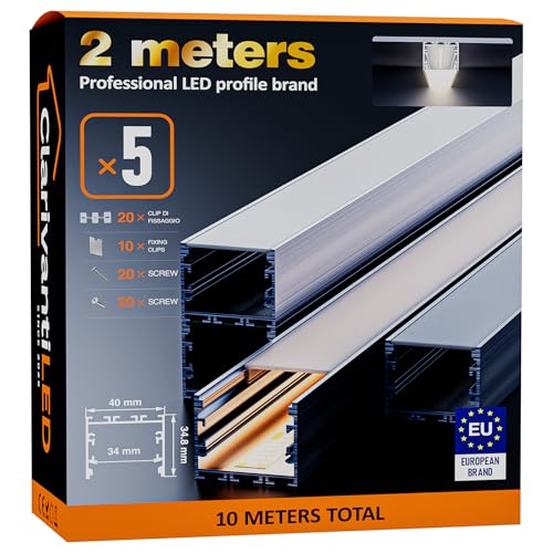 ClarivantiLED LED Profil 2m×5 Aluminium U-Form mit Milchig Weißer Abdeckung Kanal mit Diffusor,Alu Profil LED Streifen Schiene kanalleiste Aluprofil Streifen Profile,lichtkanal led strip aluschiene ClarivantiLED LED Profil 2m×5 Aluminium U-Form mit Milchig Weißer Abdeckung Kanal mit Diffusor,Alu Profil LED Streifen Schiene kanalleiste Aluprofil Streifen Profile,lichtkanal led strip aluschiene von ClarivantiLED