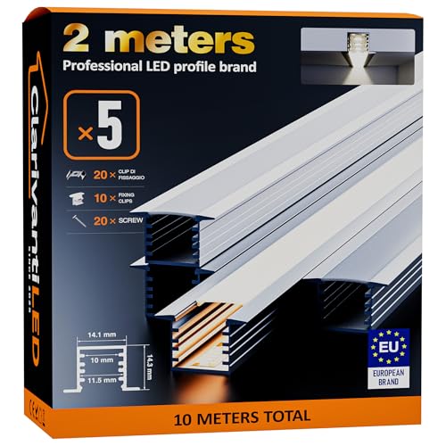 ClarivantiLED LED Profil 2m×5 Aluminium U-Form mit Milchig Weißer Abdeckung Kanal mit Diffusor,Alu Profil LED Streifen Schiene kanalleiste Aluprofil Streifen Profile,lichtkanal led strip aluschiene ClarivantiLED LED Profil 2m×5 Aluminium U-Form mit Milchig Weißer Abdeckung Kanal mit Diffusor,Alu Profil LED Streifen Schiene kanalleiste Aluprofil Streifen Profile,lichtkanal led strip aluschiene von ClarivantiLED