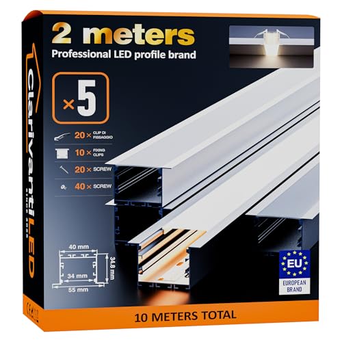 ClarivantiLED LED Profil 2m×5 Aluminium U-Form mit Milchig Weißer Abdeckung Kanal mit Diffusor,Alu Profil LED Streifen Schiene kanalleiste Aluprofil Streifen Profile,lichtkanal led strip aluschiene ClarivantiLED LED Profil 2m×5 Aluminium U-Form mit Milchig Weißer Abdeckung Kanal mit Diffusor,Alu Profil LED Streifen Schiene kanalleiste Aluprofil Streifen Profile,lichtkanal led strip aluschiene von ClarivantiLED