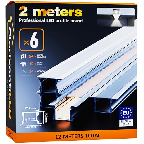 ClarivantiLED LED Profil 2m×6 Aluminium U-Form mit Milchig Weißer Abdeckung Kanal mit Diffusor,Alu Profil LED Streifen Schiene kanalleiste Aluprofil Streifen Profile,lichtkanal led strip aluschiene ClarivantiLED LED Profil 2m×6 Aluminium U-Form mit Milchig Weißer Abdeckung Kanal mit Diffusor,Alu Profil LED Streifen Schiene kanalleiste Aluprofil Streifen Profile,lichtkanal led strip aluschiene von ClarivantiLED