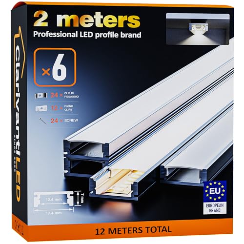 ClarivantiLED LED Profil 2m×6 Aluminium U-Form mit Milchig Weißer Abdeckung Kanal mit Diffusor,Alu Profil LED Streifen Schiene kanalleiste Aluprofil Streifen Profile,lichtkanal led strip aluschiene ClarivantiLED LED Profil 2m×6 Aluminium U-Form mit Milchig Weißer Abdeckung Kanal mit Diffusor,Alu Profil LED Streifen Schiene kanalleiste Aluprofil Streifen Profile,lichtkanal led strip aluschiene von ClarivantiLED