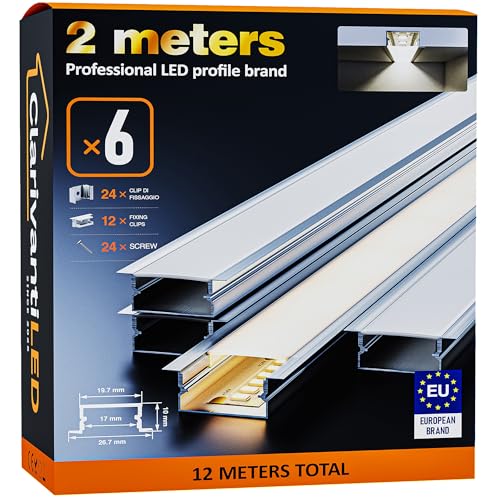 ClarivantiLED LED Profil 2m×6 Aluminium U-Form mit Milchig Weißer Abdeckung Kanal mit Diffusor,Alu Profil LED Streifen Schiene kanalleiste Aluprofil Streifen Profile,lichtkanal led strip aluschiene ClarivantiLED LED Profil 2m×6 Aluminium U-Form mit Milchig Weißer Abdeckung Kanal mit Diffusor,Alu Profil LED Streifen Schiene kanalleiste Aluprofil Streifen Profile,lichtkanal led strip aluschiene von ClarivantiLED