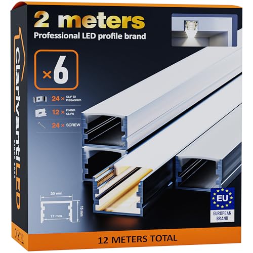 ClarivantiLED LED Profil 2m×6 Aluminium U-Form mit Milchig Weißer Abdeckung Kanal mit Diffusor,Alu Profil LED Streifen Schiene kanalleiste Aluprofil Streifen Profile,lichtkanal led strip aluschiene ClarivantiLED LED Profil 2m×6 Aluminium U-Form mit Milchig Weißer Abdeckung Kanal mit Diffusor,Alu Profil LED Streifen Schiene kanalleiste Aluprofil Streifen Profile,lichtkanal led strip aluschiene von ClarivantiLED