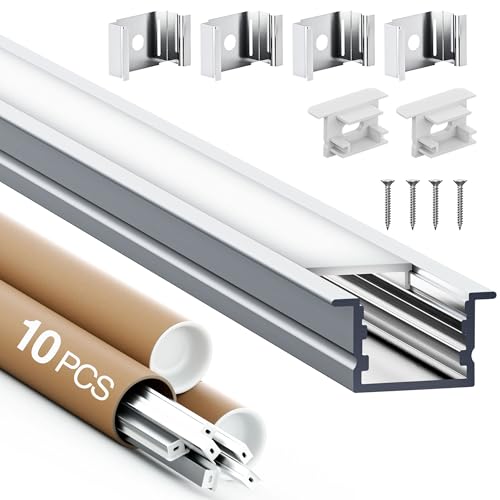 ClarivantiLED LED Aluminium Profil 2 m x 20 (40 m) U-Aluminiumprofil für LED Streifen bis 15 12 mm – LED Profil mit milchigem Diffusor, Endkappen, Schrauben und Montagematerial, 2000 x 27,2 x 15 mm von ClarivantiLED