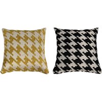 Houndstooth Kissenbezug - Schwarz & Gelb von ClaroCasa