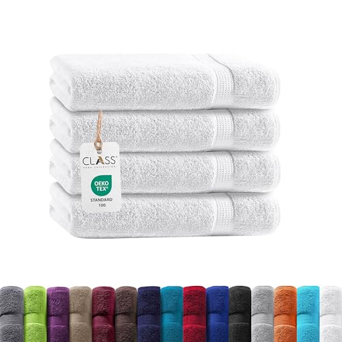 Class Home Collection Frottee Duschtücher 70x140 cm – 4er Set Duschtuch – Besonders weiche & saugfähige Duschtücher aus 100% Baumwolle mit Aufhänger – Weiß Class Home Collection Frottee Duschtücher 70x140 cm – 4er Set Duschtuch – Besonders weiche & saugfähige Duschtücher aus 100% Baumwolle mit Aufhänger – Weiß von Class Home Collection