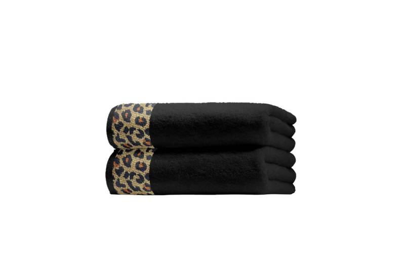 CLASS HOME COLLECTION Duschtuch uschtücher Duschtuch 2er Set Jacquard Baumwolle Leopard Zebra Schwarz, Frottee (2, 2-St), 2er Set von Class Home Collection