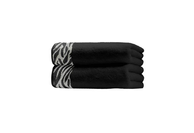 CLASS HOME COLLECTION Duschtuch uschtücher Duschtuch 2er Set Jacquard Baumwolle Leopard Zebra Schwarz, Frottee (2, 2-St), 2er Set von Class Home Collection