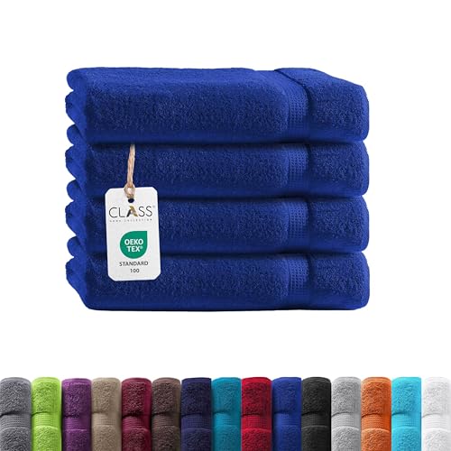 Class Home Collection Frottee Duschtücher 70x140 cm – 4er Set Duschtuch – Besonders weiche & saugfähige Duschtücher aus 100% Baumwolle mit Aufhänger – Royalblau von Class Home Collection