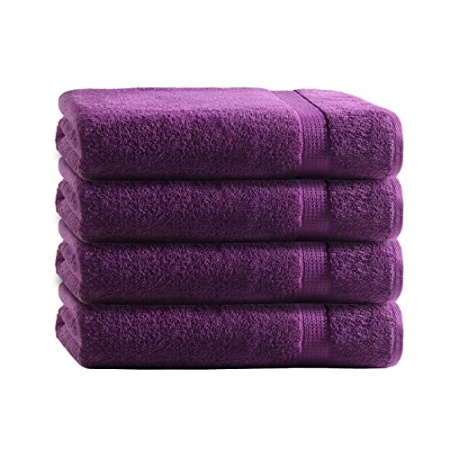 Class Home Collection Frottee Gästetücher 30x50 cm 4er Pack 100% Baumwolle Aubergine von Class Home Collection