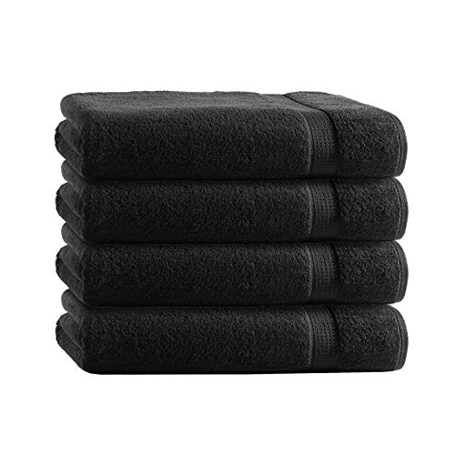 Class Home Collection Frottee Handtücher 50x100 cm 4er Pack 100% Baumwolle Schwarz von Class Home Collection