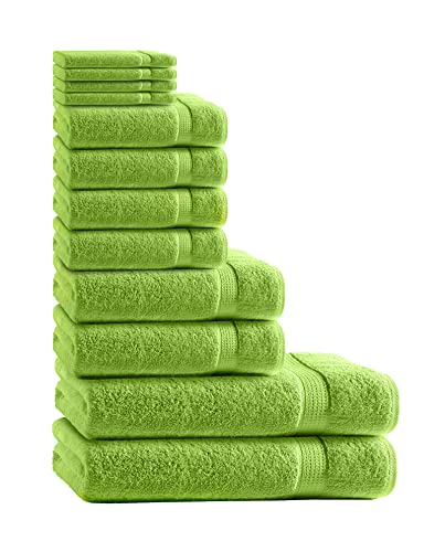 Class Home Collection 12 TLG Frottee Handtücher Set | Gästetuch | Handtuch | Duschtuch | Waschhandschuh | Apfelgrün von Class Home Collection