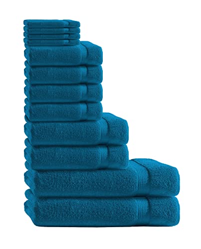 Class Home Collection 12 TLG Frottee Handtücher Set | Gästetuch | Handtuch | Duschtuch | Waschhandschuh | Petrol von Class Home Collection