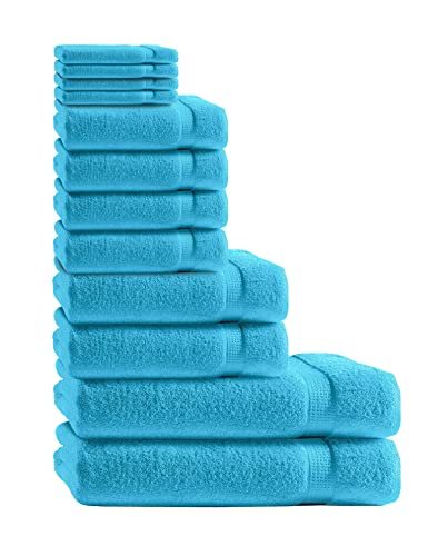 Class Home Collection 12 TLG Frottee Handtücher Set | Gästetuch | Handtuch | Duschtuch | Waschhandschuh | Türkis von Class Home Collection