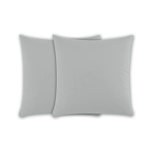 Class Home Collection Kissenbezug 40x40 Baumwolle – Kissenbezüge 40x40 im 2er Set – Weiche Kissenhüllen 40x40 für Sofa & Bett – Kopfkissenbezug für Kissen 40x40 cm mit Reißverschluss – Silber von Class Home Collection