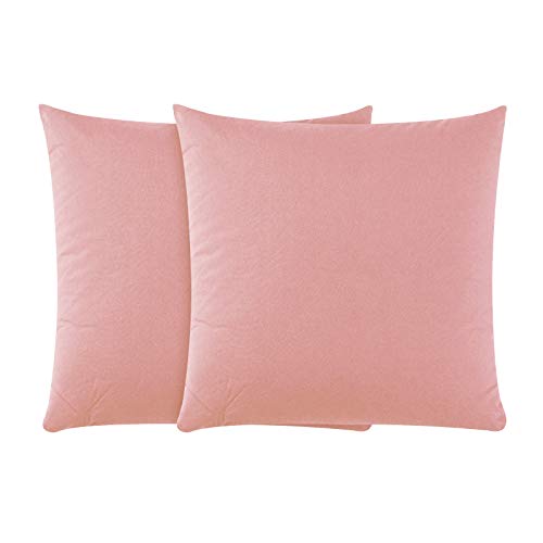 Class Home Collection Kissenbezug 40x40 Baumwolle – Kissenbezüge 40x40 im 2er Set – Weiche Kissenhüllen 40x40 für Sofa & Bett – Kopfkissenbezug für Kissen 40x40 cm mit Reißverschluss – Altrosa von Class Home Collection