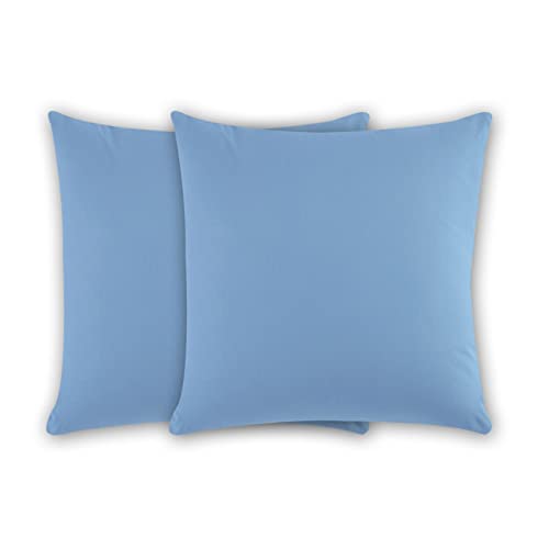 Class Home Collection Kissenbezug 40x40 Baumwolle – Kissenbezüge 40x40 im 2er Set – Weiche Kissenhüllen 40x40 für Sofa & Bett – Kopfkissenbezug für Kissen 40x40 cm mit Reißverschluss – Hellblau von Class Home Collection