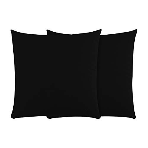 Class Home Collection Kissenbezug 40x40 Baumwolle – Kissenbezüge 40x40 im 2er Set – Weiche Kissenhüllen 40x40 für Sofa & Bett – Kopfkissenbezug für Kissen 40x40 cm mit Reißverschluss – Schwarz von Class Home Collection