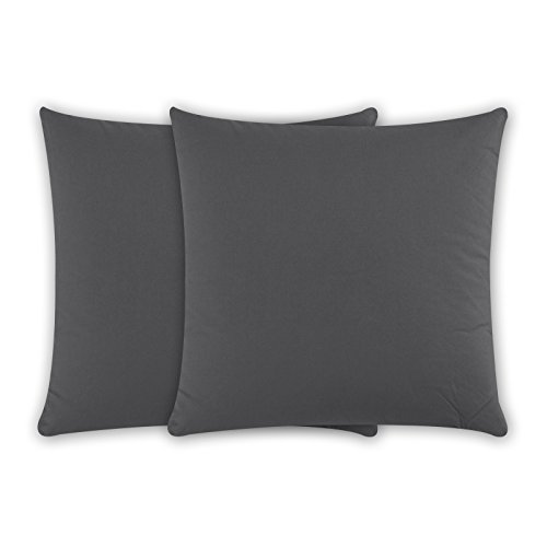 Class Home Collection Kissenbezug 40x40 Baumwolle – Kissenbezüge 40x40 im 2er Set – Weiche Kissenhüllen 40x40 für Sofa & Bett – Kopfkissenbezug für Kissen 40x40 cm mit Reißverschluss – Anthrazit von Class Home Collection