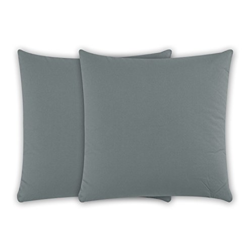 Class Home Collection Kissenbezug 40x40 Baumwolle – Kissenbezüge 40x40 im 2er Set – Weiche Kissenhüllen 40x40 für Sofa & Bett – Kopfkissenbezug für Kissen 40x40 cm mit Reißverschluss – Grau von Class Home Collection