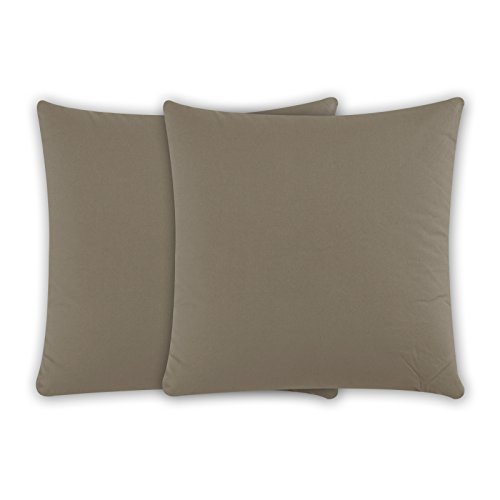 Class Home Collection Kissenbezug 40x40 Baumwolle – Kissenbezüge 40x40 im 2er Set – Weiche Kissenhüllen 40x40 für Sofa & Bett – Kopfkissenbezug für Kissen 40x40 cm mit Reißverschluss – Taupe von Class Home Collection
