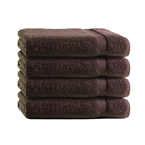 Class Home Collection Frottee Duschtücher 70x140 cm – 4er Set Duschtuch – Besonders weiche & saugfähige Duschtücher aus 100% Baumwolle mit Aufhänger – Braun von Class Home Collection